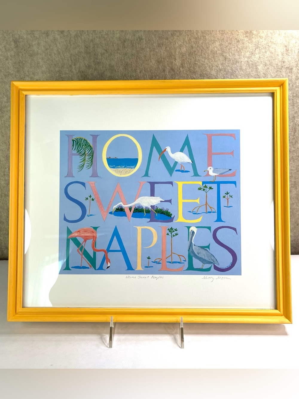 Home Sweet Naples Original Art Artwork Signed Mary Moran Framed Ready to Hang